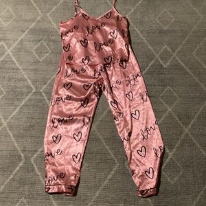 Pink Love Print Women's Pajama Set